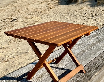 Folding wooden table for beach, RV, patio, camping and home