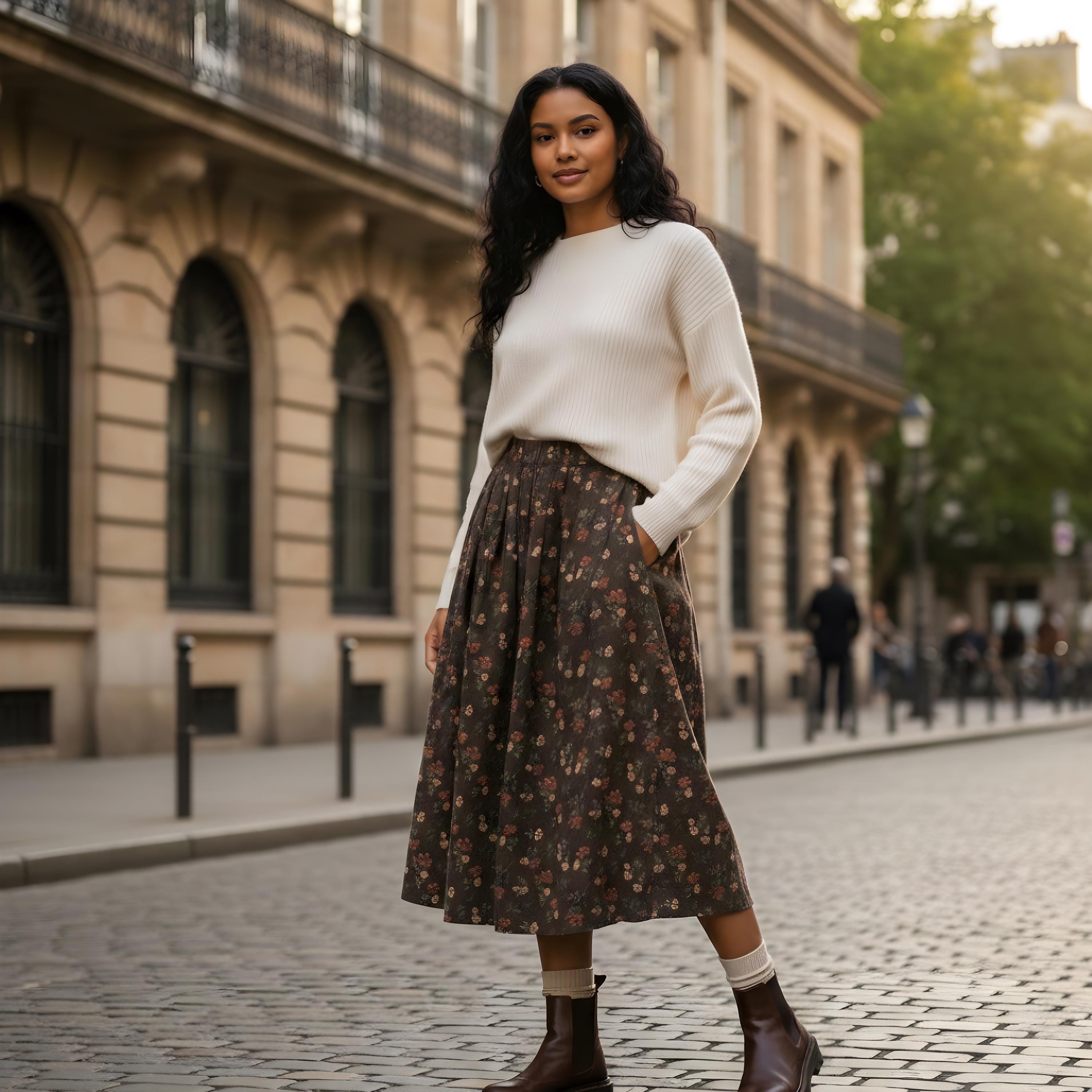 【pollen vintage 】corduroy wrap skirt Near&Dear]Corduroy Wrap Midi Skirt