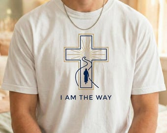 Camiseta de Jesús, camiseta cristiana, "Yo soy el camino", camiseta con la cruz de la fe, colores cómodos