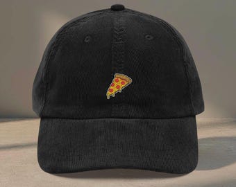Gorra de pana bordada con rebanada de pizza, gorra de béisbol divertida para amantes de la comida, regalo para amantes de la pizza, estilo urbano de los 90.