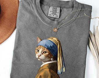 Camiseta divertida con meme de historia del arte y parodia del gato renacentista de Comfort Colors
