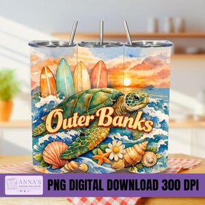 Outer Banks Sea Turtle Watercolor Tumbler Wrap (20 oz Skinny)