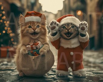 Christmas Kittens Wall Art