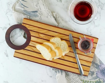 Handgemaakte eiken serveer- en snijplank – rustieke charcuterie en massief houten snijplank