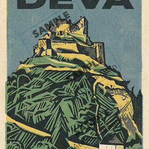 Deva, Romania: Vintage Travel Poster of Hunedoara, Retro Matchbox Wall Art (Digital Download)