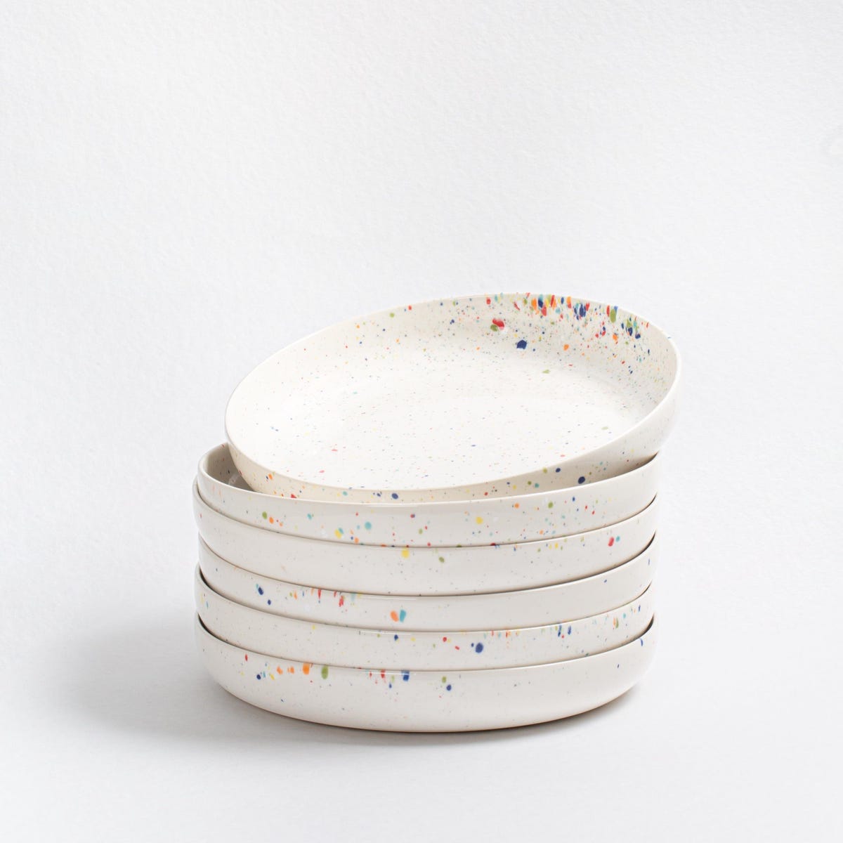 Speckled White Stoneware Pasta Plates - Set of 6, 9 Party Collection