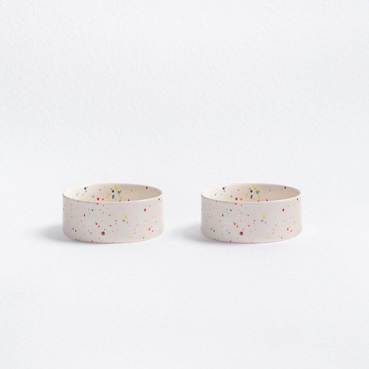 Speckled Stoneware Pet Bowls - Set of 2, Party Collection