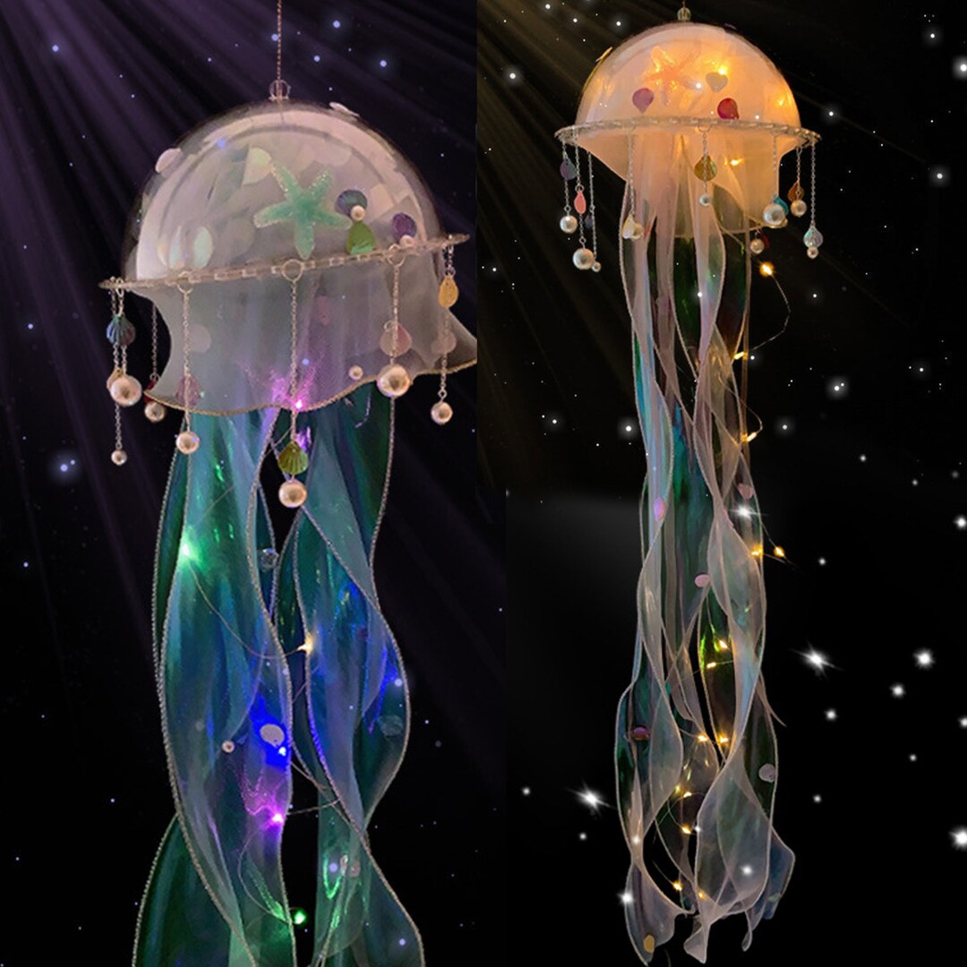 Fabric Ribbon Jellyfish Birthday Lamp Lantern Pendant Etsy