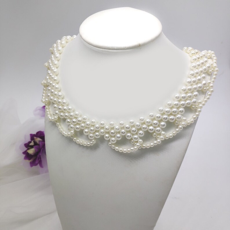 Pearl Collar Necklace A01 Etsy