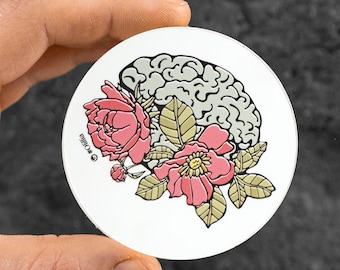 Blooming Brain Vinyl Sticker – Handmade water bottle and laptop decal