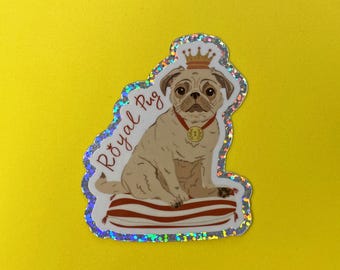Royal Pug Vinyl Sticker – Waterproof Laptop Decal (2.08x3 inch)