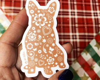 Floral dog elegant vinyl Sticker - Pop Art Vinyl Decal
