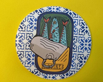 Sardines Can Vinyl Sticker – Portuguese Traditional Design, Laptop stickers