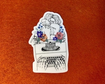Typewriter love story Sticker - Laptop Vinyl Decal