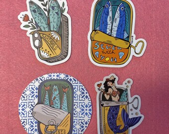 Fish in  can Vinyl Stickers set - Build your pack sardines stickers