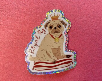 Royal Pug Vinyl Sticker – Durable Waterproof Laptop Decal