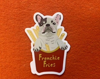 Frenchie Fries Laptop Decal: French Bulldog Vinyl Sticker