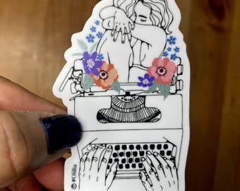 Typewriter love story Sticker - Waterproof Vinyl Decal