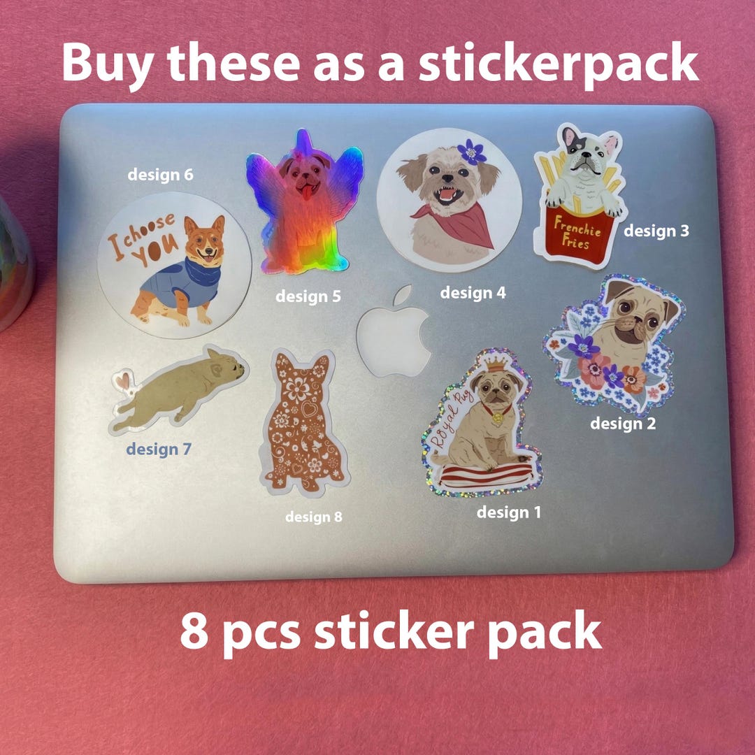 8 Piece Dog Sticker Pack – Waterproof Vinyl Laptop Decals - Etsy