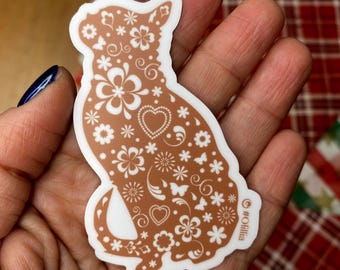 Floral cat elegant vinyl Sticker - Pop Art Vinyl Decal
