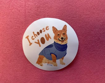 Cute Corgi Dog Vinyl Sticker: Waterproof Laptop Label decal