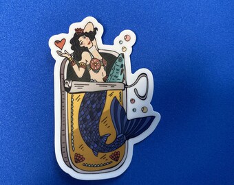 Mermaid in a Can Vinyl Sticker – Waterproof Durable Laptop decal