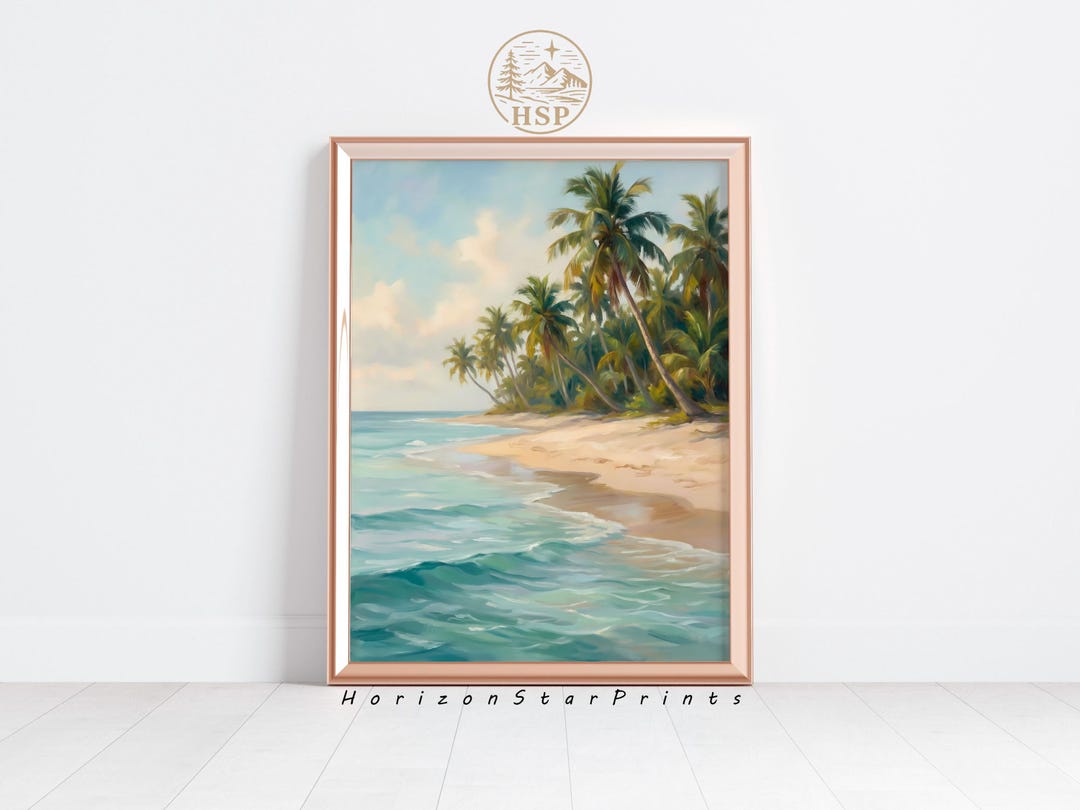 Tropical Beach Paradise Wall Art – Palm Tree Ocean Landscape, Coastal ...