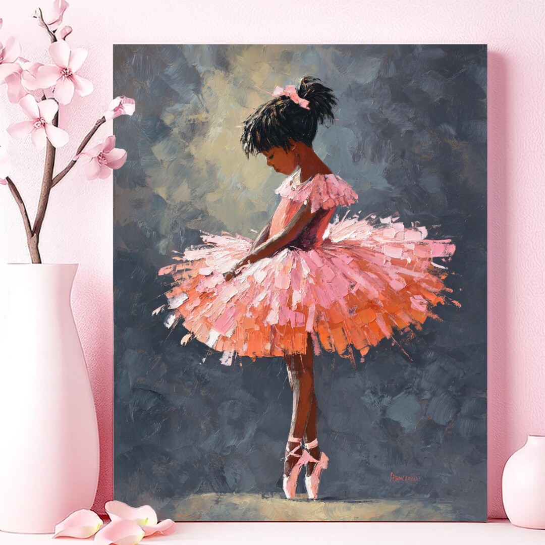 Black Ballerina Wall Art, Canvas or Poster, Little Girl Nursery Decor ...