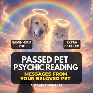 Lectura Psíquica de Mascota Fallecida, PDF en 1 Hora, Mensajes de Tu Mascota, Habla con Tu Mascota en el Puente Arcoíris Comunicación Animal