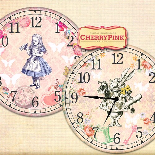 Alice in Wonderland Clock Printable Party Decor Diy Paper - Etsy