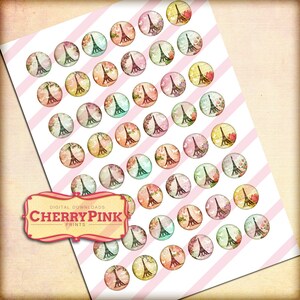 EIFFEL TOWER 1 Inch Circles Digital Collage Sheet Printable Images ...