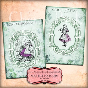 8 ALICE nel paese delle meraviglie puntelli, foglio collage digitale, download digitale per scrapbooking, stampabili di partito e graphic design.