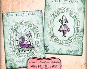 8 Alicia en WONDERLAND apoyos, ficha técnica de collage digital, descarga digital para scrapbooking, partido imprimibles y diseño gráfico.