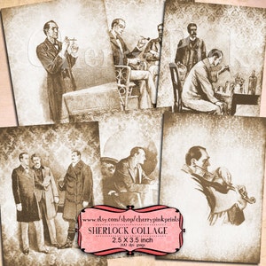 SHERLOCK scrapbooking paper supply, printable collage sheet, jpg premade page, digital download for scrapbooking and craft