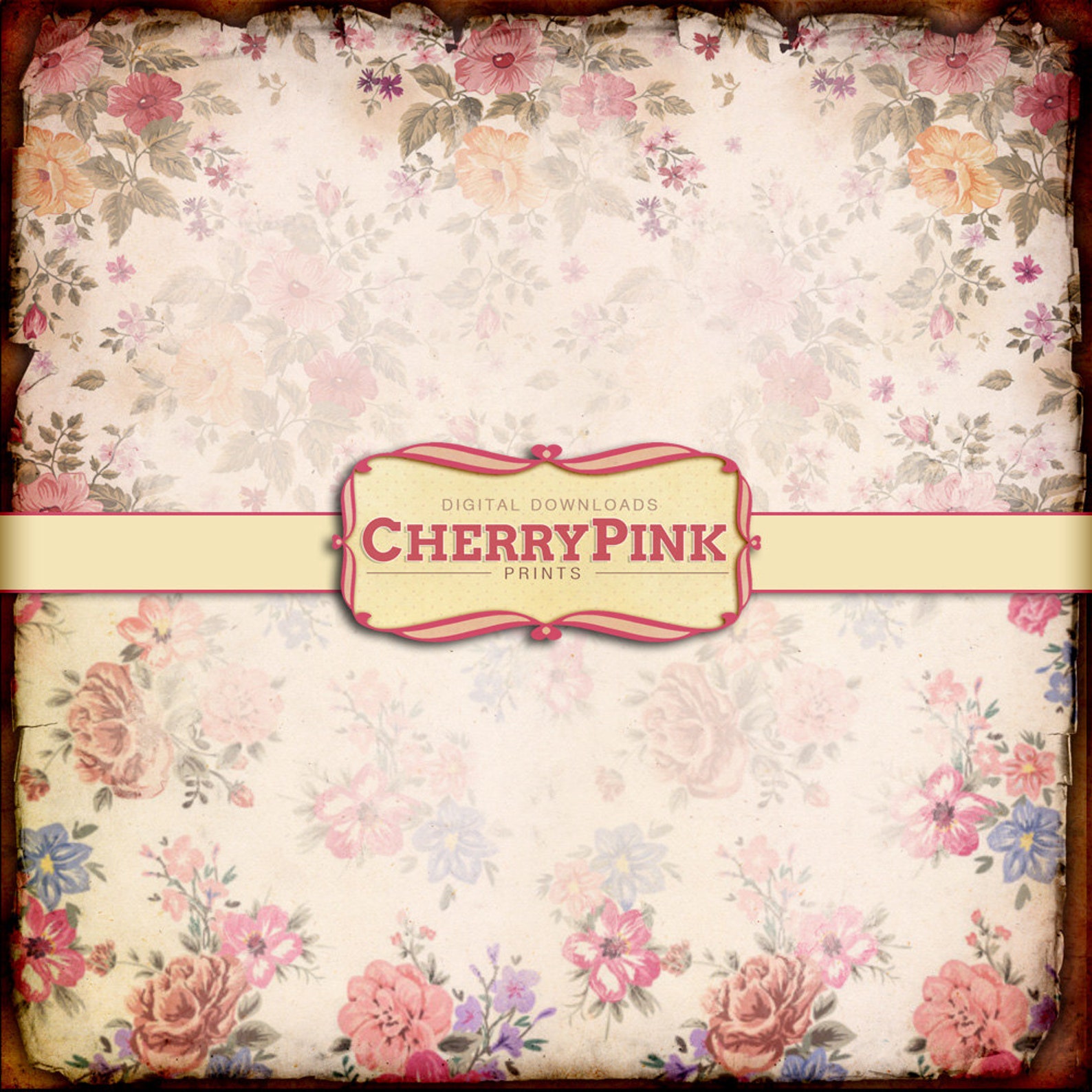 Floral Scrapbook Paper Shabby Chic Digital Paper 12x12 Inch | Etsy