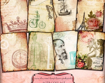 STEAMPUNK COLLAGE SHEET scrapbooking paper supply,  jpg premade page, digital download for scrapbooking and craft