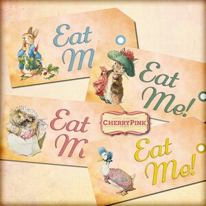 Peter Rabbit Tags - Eat Me tags - party tag - Beatrix Potter - DIY party kit - printable - Digital party supplies - Digital download