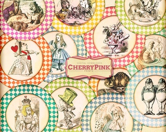 Alice in Wonderland cake toppers, decoration, DIY party printable, Wonderland theme instant download