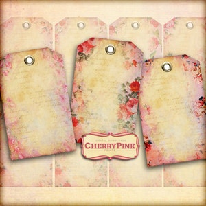 Floral digital Tag, shabby chic digital supplies, scrapbook tags, digital tags, digital supplies, digital download printable