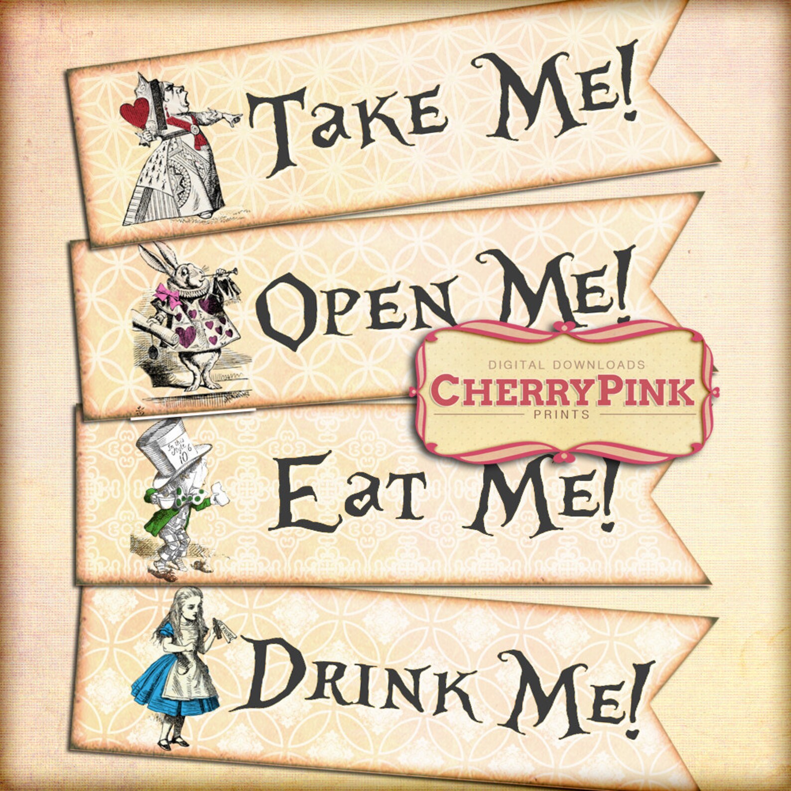 Alice in Wonderland Cake Decoration Cupcake Printable Alice - Etsy