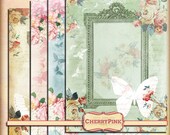 SHABBY BUTTERFLY FRAME digital shabby chic printable - instant download