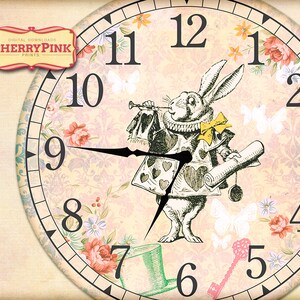 Alice in Wonderland Clock, Printable Party Decor, Diy Paper Crafting ...