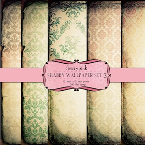 Shabby chic damask scrapbook paper, pastel digital background, damask background, 12 x 12 inch paper instant download