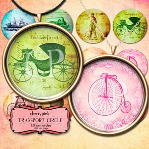 1.5 inch circles Printable transport circle images for pendants and craft downloadable images