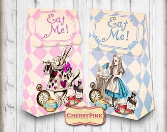 Alice in Wonderland party bags, Wonderland favour bag, Alice in Wonderland party decoration,  Alice party printables