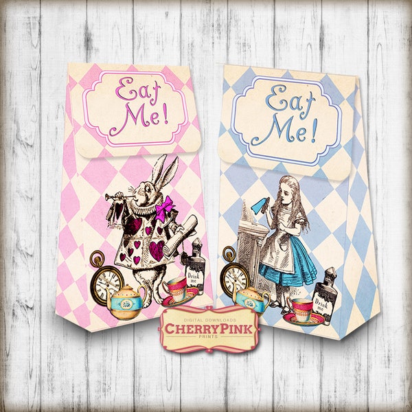 Alice in Wonderland party bags, Wonderland favour bag, Alice in Wonderland party decoration,  Alice party printables