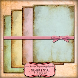 SHABBY TATTERED PAPER collage sheet, 4 designs, supplies for scrapbooking collage digital download
