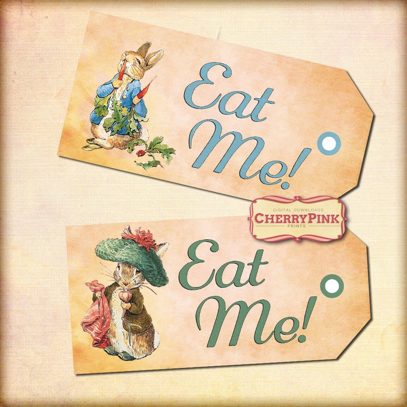 Peter Rabbit Tags - Eat Me Tags - Party Tag - Beatrix Potter - DIY ...