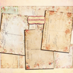 FLORAL POSTCARDS Digital Collage Sheet printable sheet graphic design for paper craft