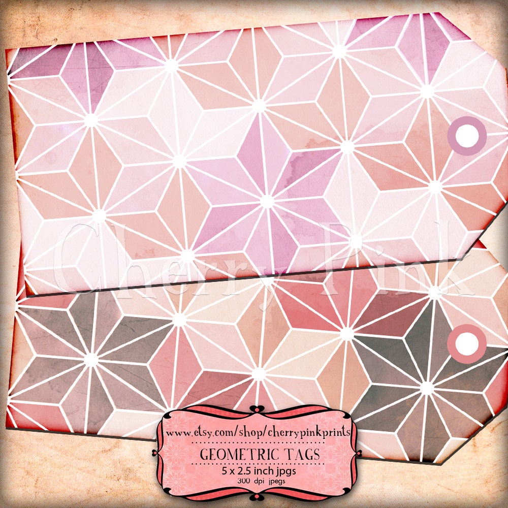 GEOMETRIC PATTERN Tags, Digital Party Tags, Party Printables, Labels ...